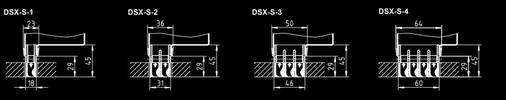 Abmessungen DSX-S, ohne Auflageprofil Zum Einbau in geschlossene Deckensysteme oder zur unsichtbaren Installation in der Fuge von Paneeldecken.