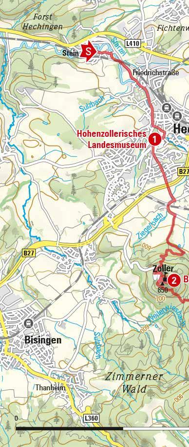 Etappe 3 Hohenzollerisches Landesmuseum an mehreren Aussichtspunkten finden wir mit einem Abstecher von 500 m in diesem ebenen Gelände auch die Möglichkeit zur Einkehr ins bewirtschaftete Nägelehaus.