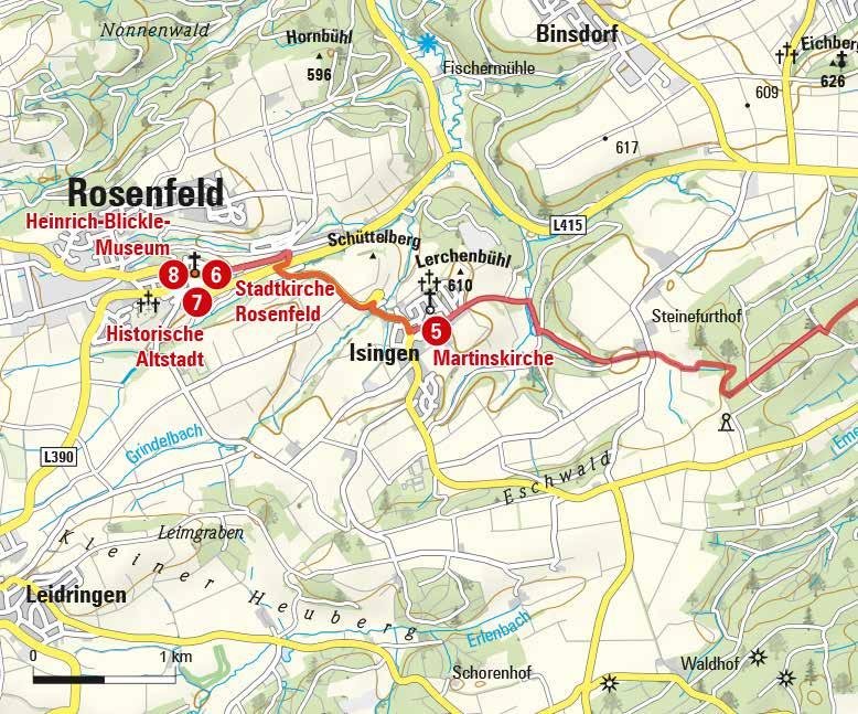 Etappe A4 Herrlicher Blick bis nach Rosenfeld heraus und nehmen anschließend einen weichen Wiesenweg unter unsere Füße.