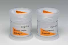 Metallfreie Keramik IPS e.max IPS e.max Ceram Impulse Occlusal Dentin Die Occlusal Dentine stehen in zwei unterschiedlichen Farben zur Verfügung.