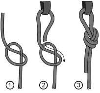 Bremsknoten Die nachfolgend abgebildeten Sackstich und Palstek Knoten eignen sich am besten für die Verbindung der Bremsleine mit dem Bremsgriff.