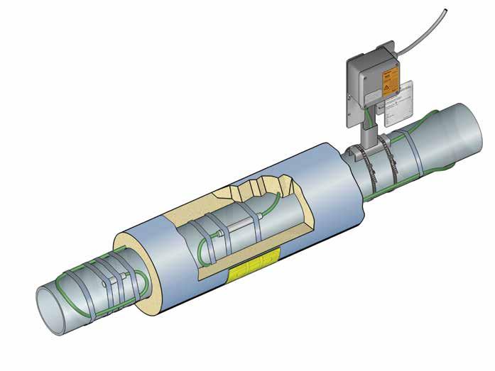 Typische Konfiguration für Raychem Parallel-Heizkabel mit konstanter Heizleistung Anschlusskasten JB-EX-20 Halterung SB-100 KENNZEICHNUNGSSCHILD