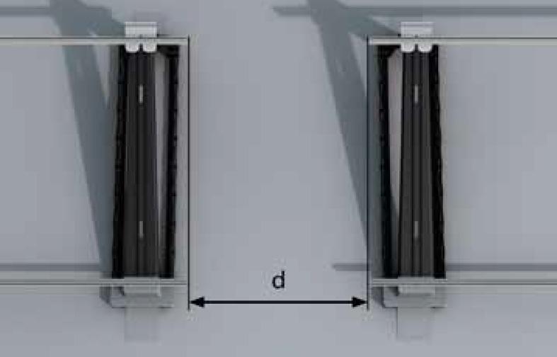 Die einzelnen Abstände für die verschiedenen Systemvarianten Sika SolarMount-1 sind den Tabellen 1 und 2 zu entnehmen: System Anzahl Module Anzahl Montageböcke Profillänge [m] Bockabstand a [m]