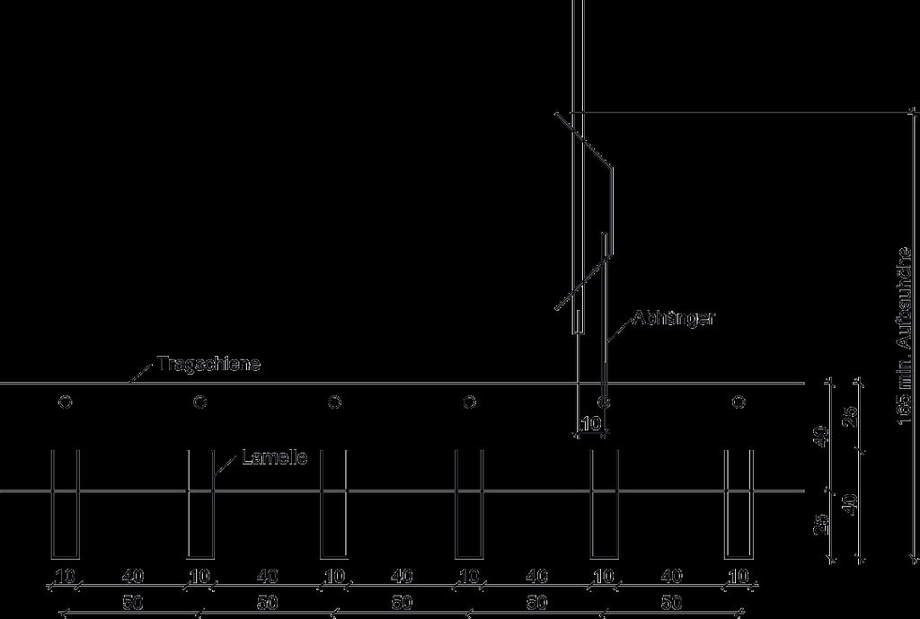 U-Lamellensystem mit akustische Wirksamkeit Technische Daten: Material: Materialstärke: Steghöhe: Stegbreite: Farbaluminium perforiert Lochung 0,7 mm 0,4