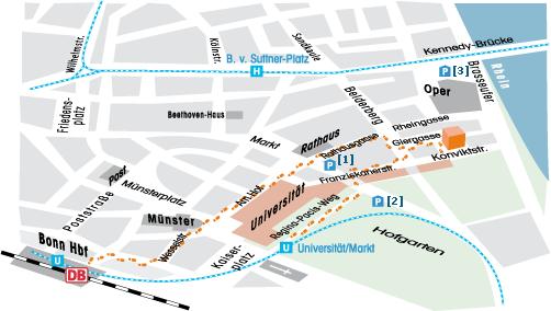 Universitätsclub zu erreichen mit öffentlichen Verkehrsmitteln Vom Hauptbahnhof Bonn aus nehmen Sie die Straßenbahnen der Linien 16, 63 in Richtung Bad Godesberg oder die Linie 66 in Richtung Bad