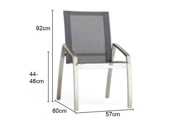 - FORMA fauteuil dossier bas Inox Textilène (Batyline): argent ou noir, poids: 6.