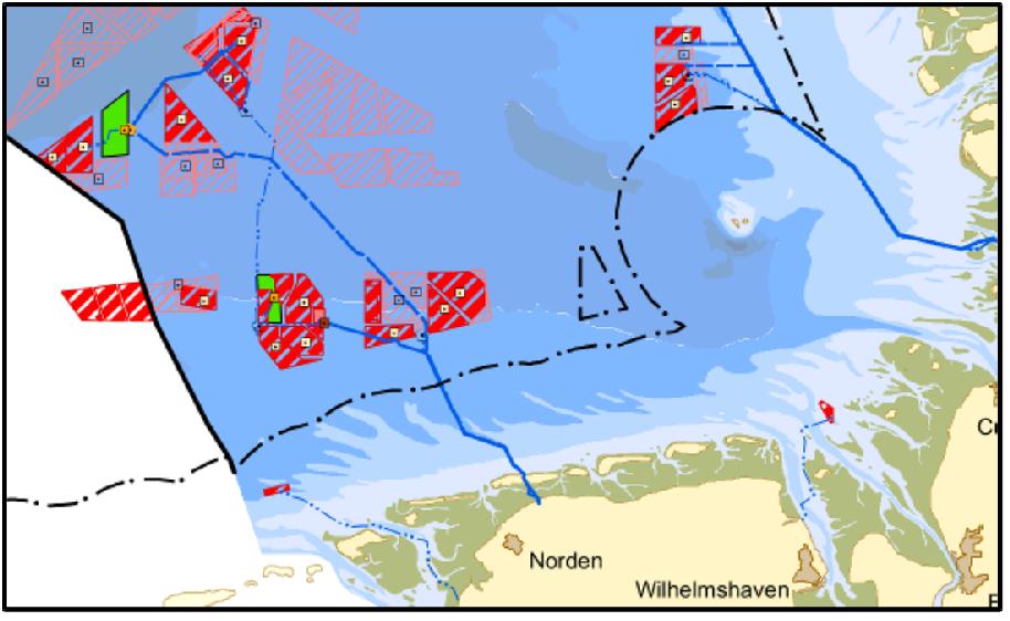 Messgebiete Messungen wurden bei den Offshore-Windparks alpha ventus und Borkum West II durchgeführt. Beide befinden sich ca. 45 km nördlich der Insel Borkum.