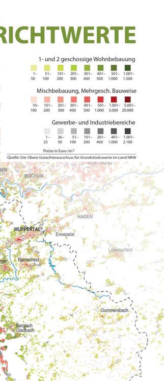 Was die Bodenpreise für das Wohnen betrifft, ist es gemäß des Grundstücksmarktberichtes 2015 rund um Köln und Düsseldorf deutlich teurer als in