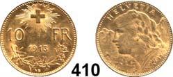 Schweiz 409 KM 36 10 Franken 1912...2,9g FEIN ss-vz 140,- 410 KM 36 10 Franken 1913...2,9g FEIN f.