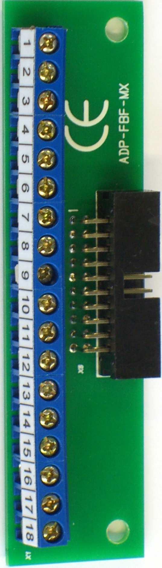 FAT000 / FBF-seriell Anschaltungen an Minimax I F A M. Ankopplung FBF-Interface über Adapter ADP-FBF-MX Das parallele FBF-Interface in der BMZ ist als 0-poliger Flachbandstecker ausgeführt.