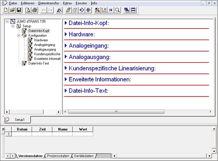 5 Konfiguration 5.2 Setup-Programm Mit dem Setup-Programm wird der Messumformer am PC konfiguriert. Die Verbindung zwischen Messumformer und PC wird über ein USB-Kabel hergestellt.