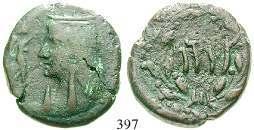 ss+ 350,- INSELN ZWISCHEN AFRIKA U.SIZILIEN, COSSURA 397 Bronze 22 mm 2. Jh. v.chr. 8,42 g. Drapierte Büste der Isis l.