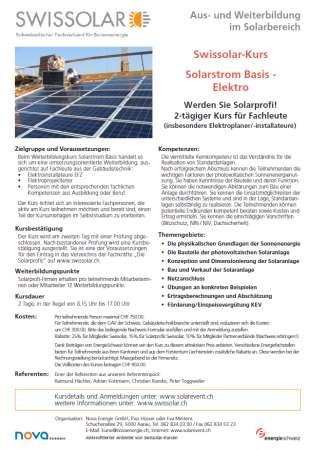 3. Fachbetrieb für Solaranlagen swissolar Solarprofi Der