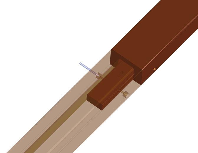 Drill from the left side to the middle of the U-beam (position specified, hole drilled in U-beam, hole drilled in U-threshold, drill Ø mm).