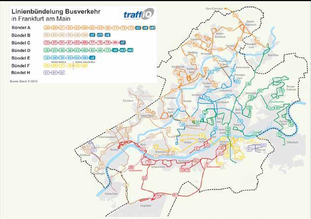 1 BESCHREIBUNG DER BEDIENUNGSQUALITÄT 1.1 BUSVERKEHR Das Frankfurter Netz auf den o.g. Linienbündeln umfasste im Berichtszeitraum 53 Tagbuslinien und 11 Nachtbuslinien.