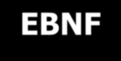 EBNF EBNF (Extended Backus-Naur-Form) kompaktere Repräsentation kontextfreier Grammatiken BNF erstmals benutzt zur Definition der Sprache Algol-60 EBNF-Notation = definiert als (.