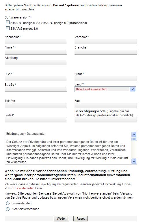Registrierung www.siemens.de/simaris/registrieren Zur dauerhaften Nutzung der Programme: SIMARIS design 6.0 Registrierung erforderlich SIMARIS design 6.