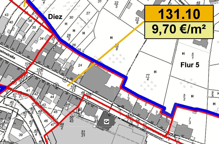 8.6 Ermittlung der zonalen Anfangs- und Endwerte der Zone 3. Die Zone 3. befindet sich im Stadtkern von Diez im Bereich des Sanierungsgebietes Altstadt Diez, 3.
