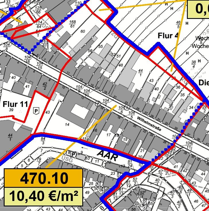 8.3 Ermittlung der zonalen Anfangs- und Endwerte der Zone 47. Die Zone 47. befindet sich im Stadtkern von Diez im Bereich des Sanierungsgebietes Altstadt Diez, 4.