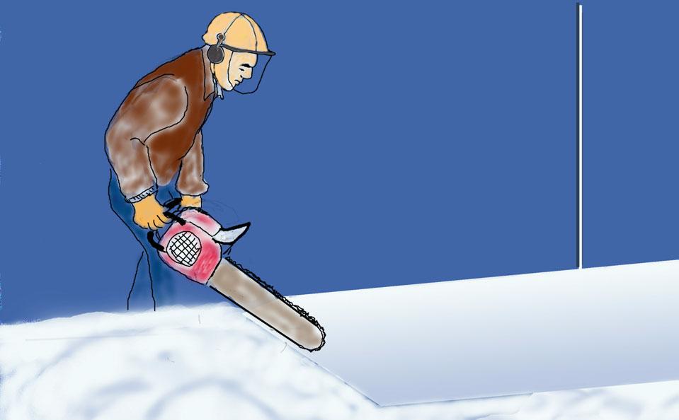B EARBEITUNG HINWEIS Je nach Schneebeschaffenheit bietet es sich an, die Feinarbeiten auf den nächsten Tag zu verschieben. Der Schnee bekommt dadurch eine angemessene Gefrierzeit.