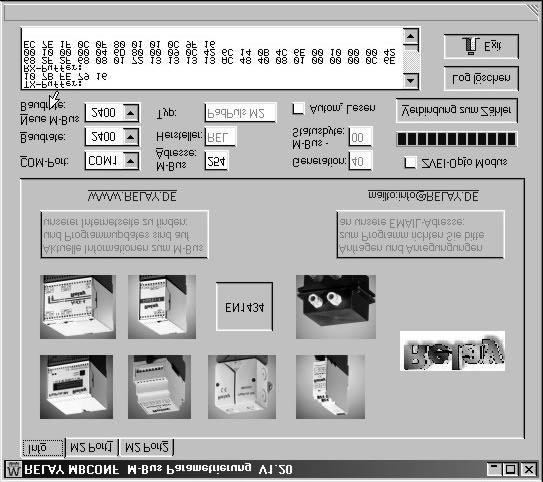 3.3 Karteikarte Info Diese Karteikarte zeigt einige Fotos der unterstützen M-Bus Geräte aus der Produktpalette der Relay GmbH, der PadMess GmbH und weiterer Hersteller.