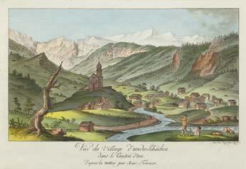 Alte Graphik 3601 3602 3603 3601 HOFMEISTER, JOHANNES (1721 Zürich 1800) Nach Xaver Triner. Vûe du Village d under Schächen dans le Canton d Uri. Um 1800.
