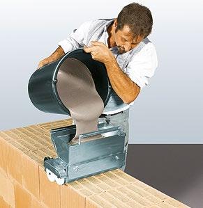 Dünnbettmörtel Quick-Mix 12,5 kg (½ Sack) Trockenmörtel auf 1 m 3 Planziegel-Mauerwerk werden im VD Planziegel-Bausystem mit Dünnbettmörtel vermauert.