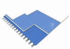Bei mechanischer Fixierung von EFYOS blue Klein- und Großformatplatten auf einer Trapezblech-Tragkonstruktion sollten die Dämmplatten quer zum Verlauf der Obergurte verlegt werden.