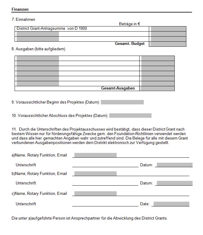 District Grant Antrag Zuschuss pro Antrag: zwischen 2.000 und 6.