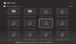 Wieergeen von Musikteien (uf einem DLNA CERTIFIED -Server oer einem USB-Gerät) Sie können von einem Multi-View verfügrer Dteien Musik nhören.