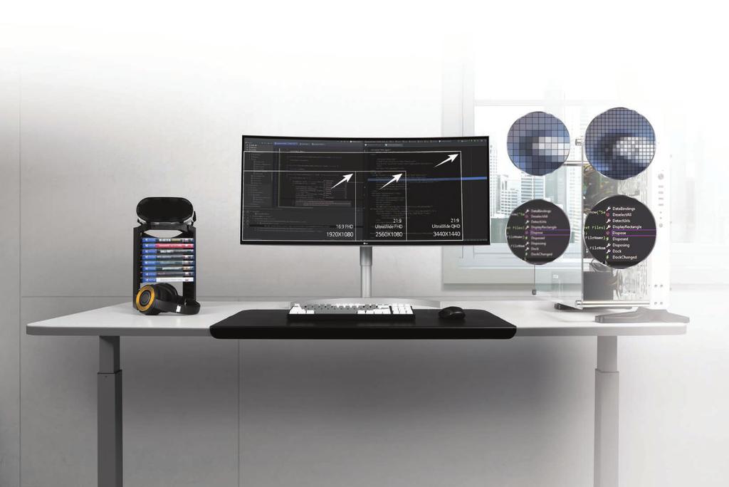 Dabei bietet der LG Monitor 24 Prozent mehr Arbeitsfläche und ist somit ideal für Autoren und Programmierer.