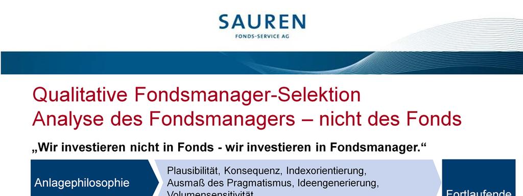 Mit der personenbezogenen Investmentphilosophie hat das Haus Sauren langfristig bewiesen, dass es möglich ist, Fondsmanager zu selektieren, die zukünftig Mehrwerte für die Anleger generieren.