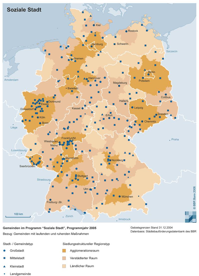 Programmgebiete Bundesweit 1999 162 Gebiete in 124 Städten und Gemeinden 2007 498