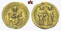 185 Romanus III., 1028-1034. AV-Histamenon, Constantinopolis; 4.34 g. Christus thront v. v.//maria krönt Kaiser. DOC 1; Sear 1819.