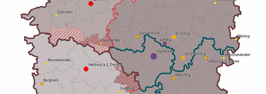PV Region Ingolstadt Karte 1: Zentrenorientierungen im Einzelhandel in