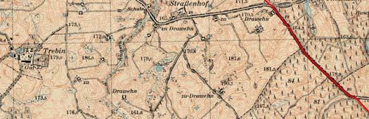 Dieser Weg teilte die Karzenburgische Heide und bildete später die Grenze zwischen Groß und Klein Karzenburg. Etwa in der Mitte von Abbildung 9 kann man die Grenze zum Kr.