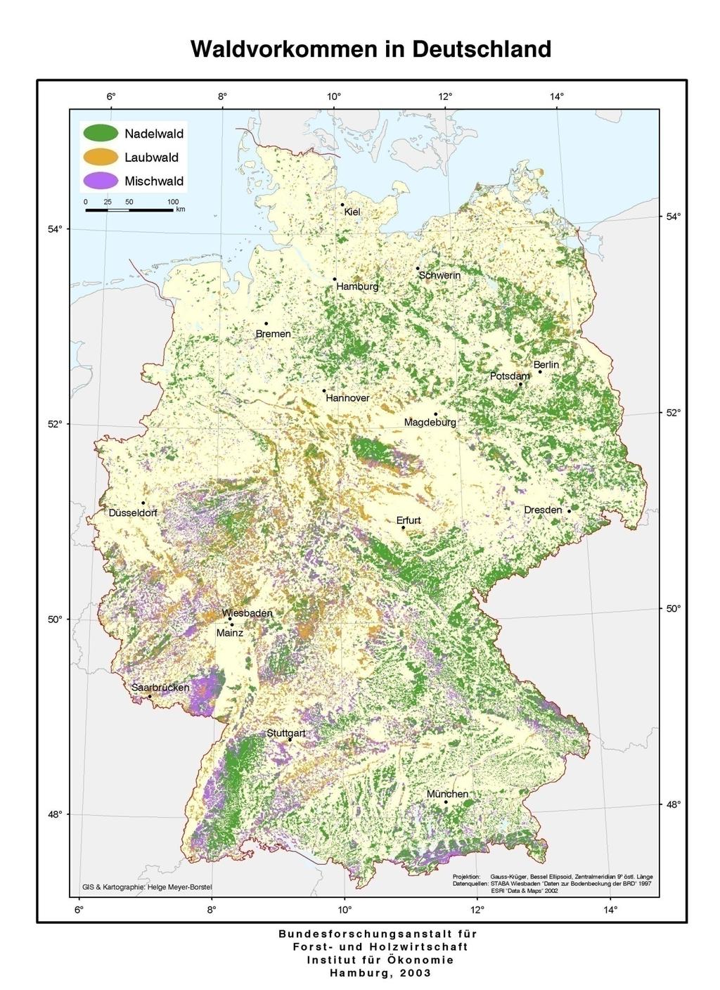 Wald in Deutschland Übersicht I Waldvorkommen in Deutschland Gesamtfläche: 11.075.