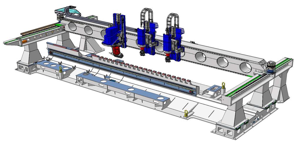 Die Grundstruktur Die Maschine ist in einer Portalstruktur aufgebaut, die höchste Stabilität und Genauigkeit garantiert.