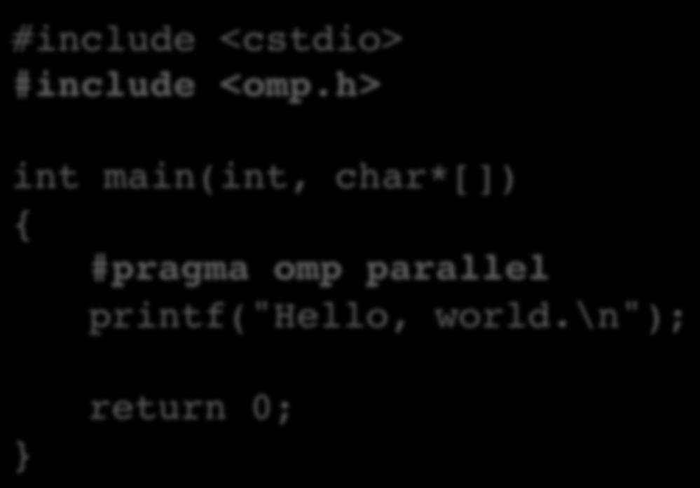 OpenMP Beispiel Einfaches Beispielprogramm in OpenMP:
