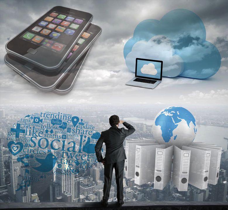 Business Enabler COVERSTORY Technology-enabled Business Transformation oder Smart IT Die vier sogenannten disruptiven Trends sind Mobile Computing, Cloud Services, Enterprise Social Networks (ESN)