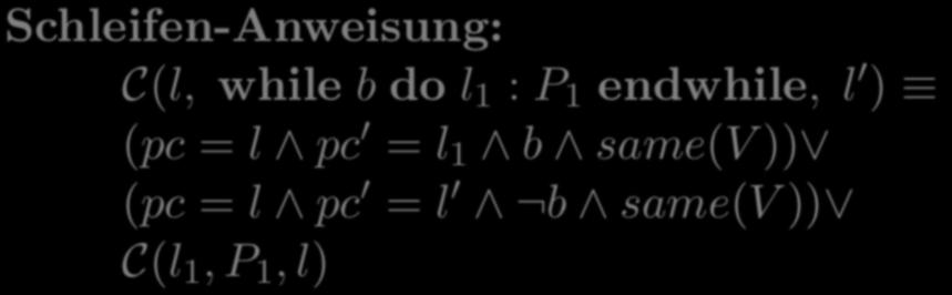 Schleifen-Anweisung: C(l, while b do l