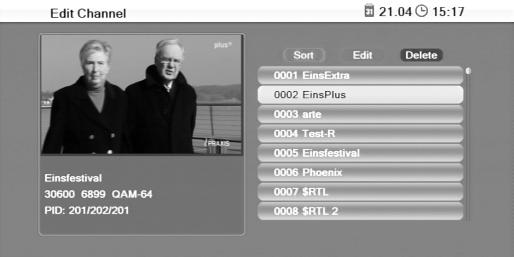 Select the channel number to which the channel/channels are to be moved to by using the keys / PR+ and / PR-, and