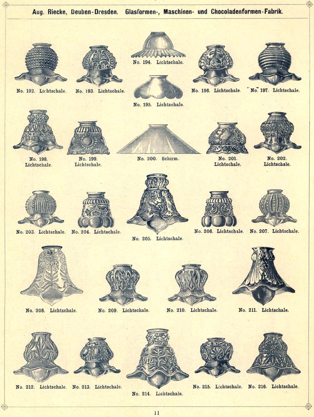 Abb. 2015-1-01/15; MB Riecke für Glasformen, vor 1905, Tafel 11, Formen für