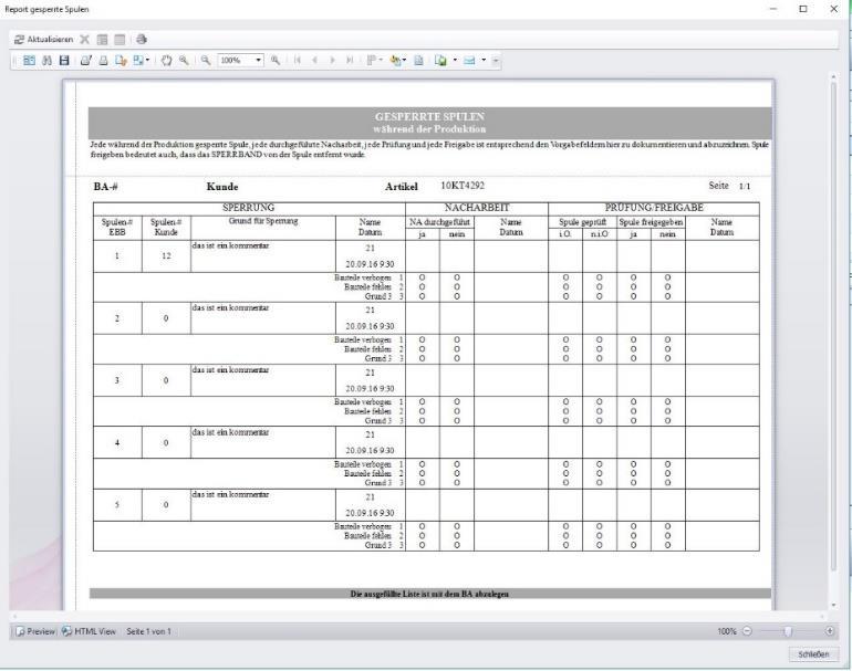 Produktionsinfo (Status, Soll/Ist) OEE je Anlage