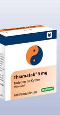 Flexibilität in der Anwendung Gabe wahlweise 1- oder 2-mal täglich Thiamatab 2,5 mg/5 mg Filmtabletten für Katzen. Thiamazol. Für Tiere.