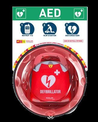 Das AED Logo signalisiert der Inhalt rettet Leben.