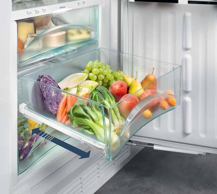 Kühlschränke Qualität bis ins Detail Das praktische FlexSystem unterstützt die übersichtliche, flexible Lagerung und Sortierung von Lebensmitteln in den BioFresh-Safes oder BioCool-Boxen.