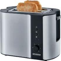 Kontrollleuchte, Brotscheibenzentrierung, automatische Abschaltung bei Verklemmen einer Brotscheibe, Kabelaufwicklung Ausführung: 4-Scheiben-Toaster 1400 W Edelstahl