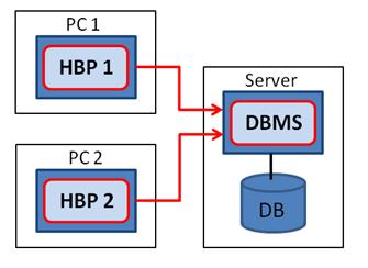 Details zu den Installationsvarianten Dezentrale Installation: Die HBP (Anwendung) wird auf jedem Client-Rechner eigens installiert In den folgenden Ausführungen werden beispielhaft die folgenden