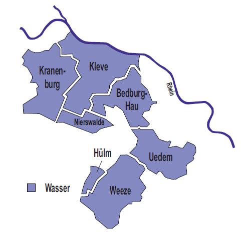 Die Wasserversorgung der SW Kleve Die SW Kleve versorgen die Stadt Kleve, die Gemeinden Uedem, Bedburg-Hau, Kranenburg und Weeze sowie einige Ortsteile der Stadt Goch mit Trinkwasser.